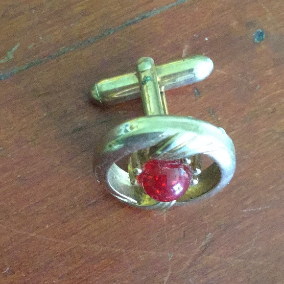 โ๏ธ 12K GOLD FILLED Red STONE GOLD CUFFLINKS EVC - Picture 2 of 16